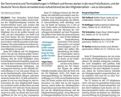 Fellbacher Zeitung: Erinnerungen an Steffi und Boris